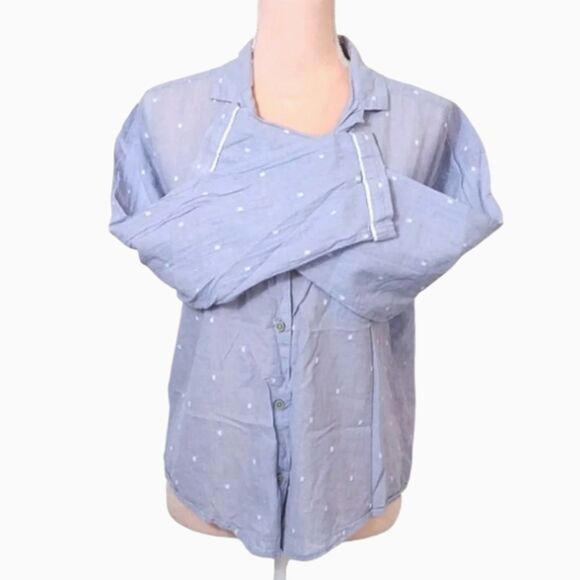 Victoria's Secret 2016 Blue Embroidered Button Up Night Shirt Medium - Picture 5 of 11